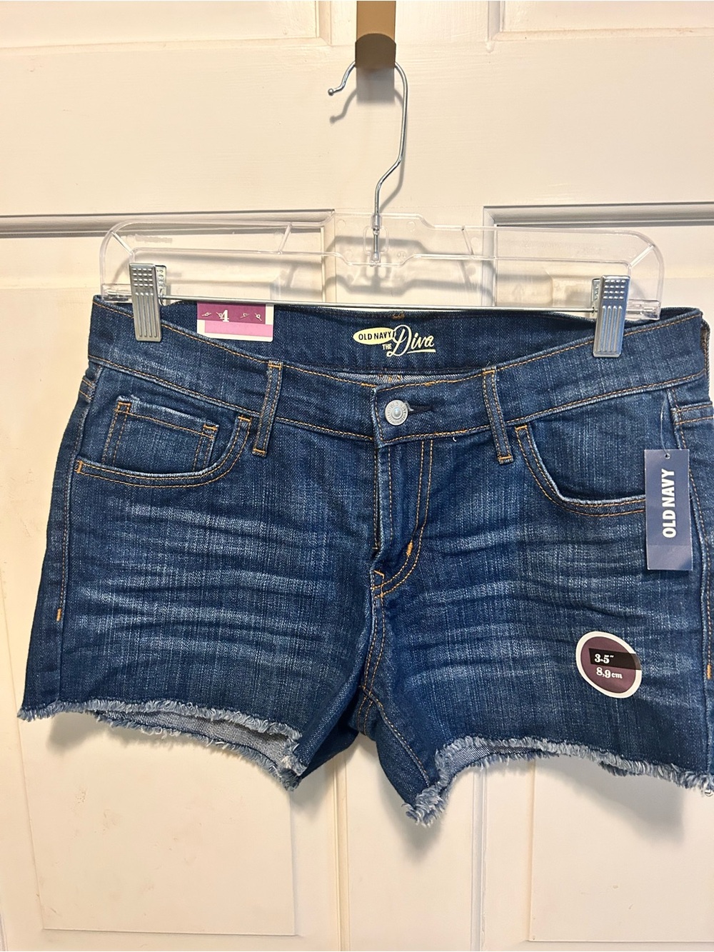 Old Navy Dark Blue Denim Frayed Hem Jean Shorts